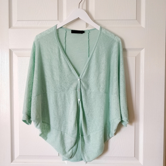 3/$25 Elodie mint green batwing cardigan sweater - Picture 6 of 6